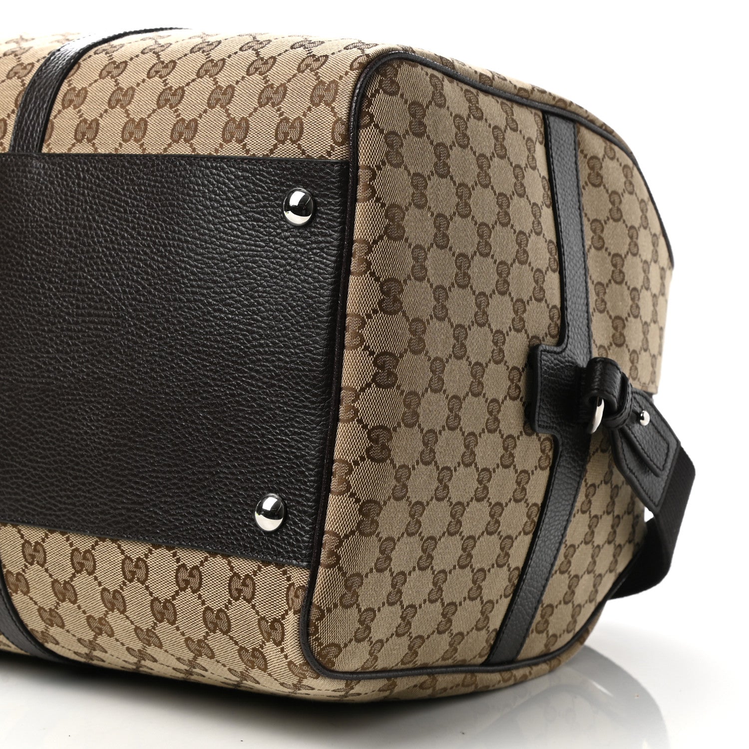 Gucci Monogram Dollar Calfskin Large Boston Duffle Bag Beige Ebony Testa di Moro Marrone Scuro 10 of 10