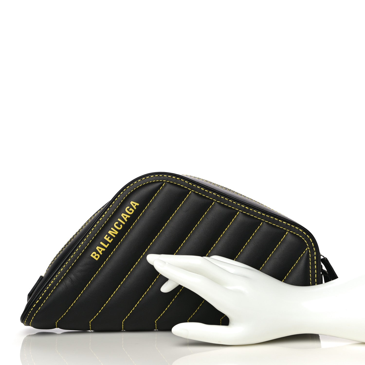 Balenciaga Calfskin Quilted Car Clutch S Black and Yellow 2 of 9