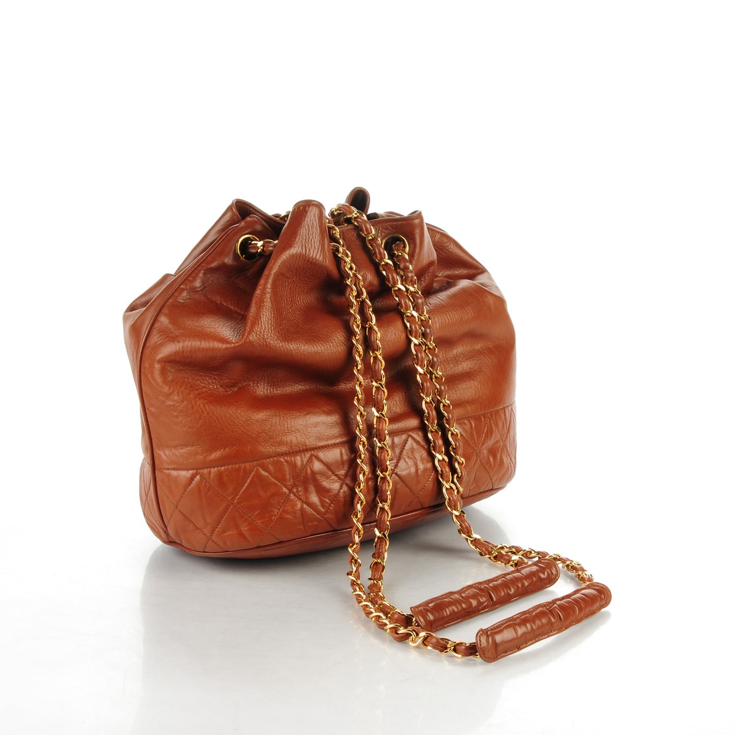 Lambskin Drawstring Shoulder Bag Light Brown