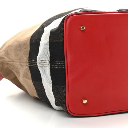 Burberry Canvas Mega Check Medium Ashby Hobo Cadmium Red 10 of 13