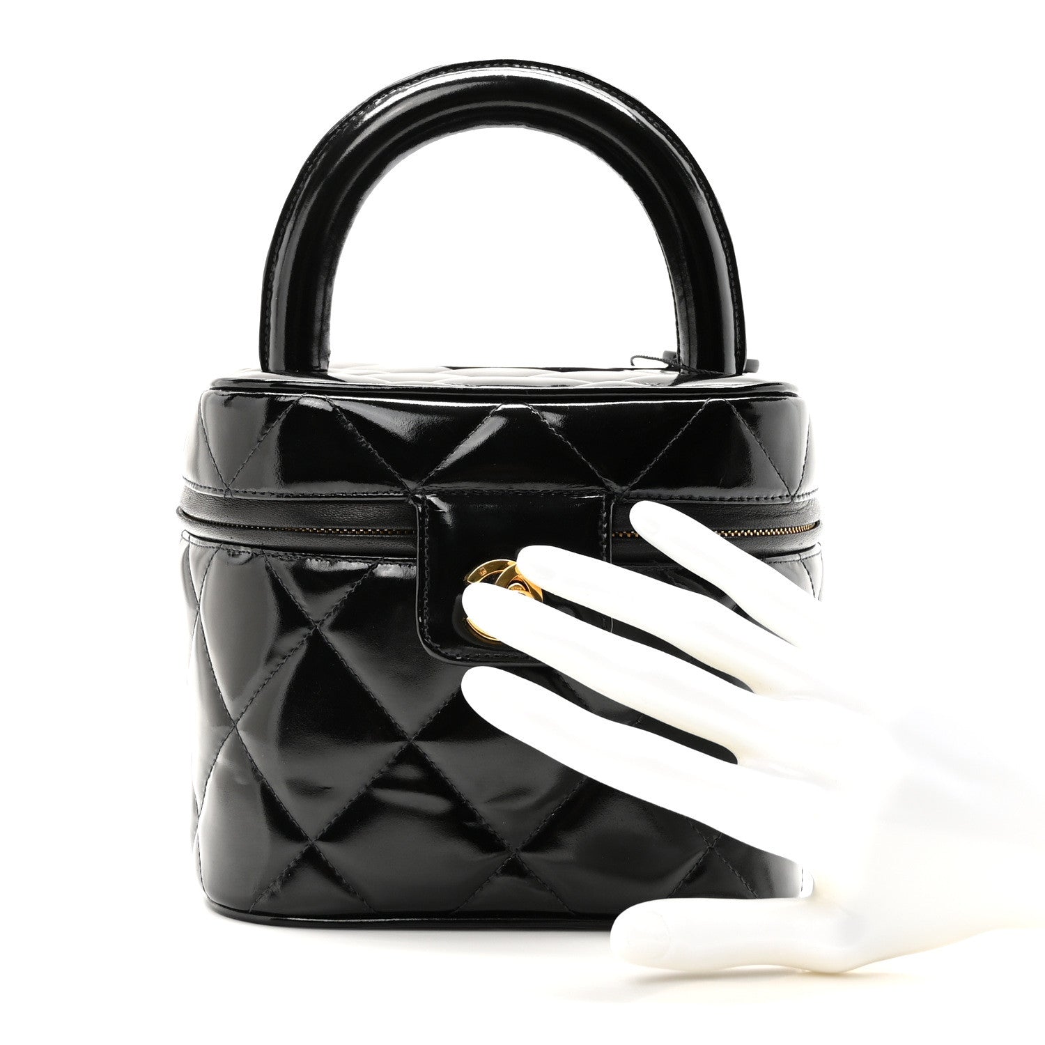 Chanel Patent Quilted Top Handle Vanity Case Black 2 of 10
