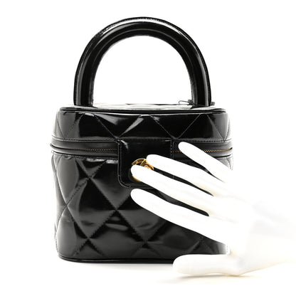 Chanel Patent Quilted Top Handle Vanity Case Black 2 of 10