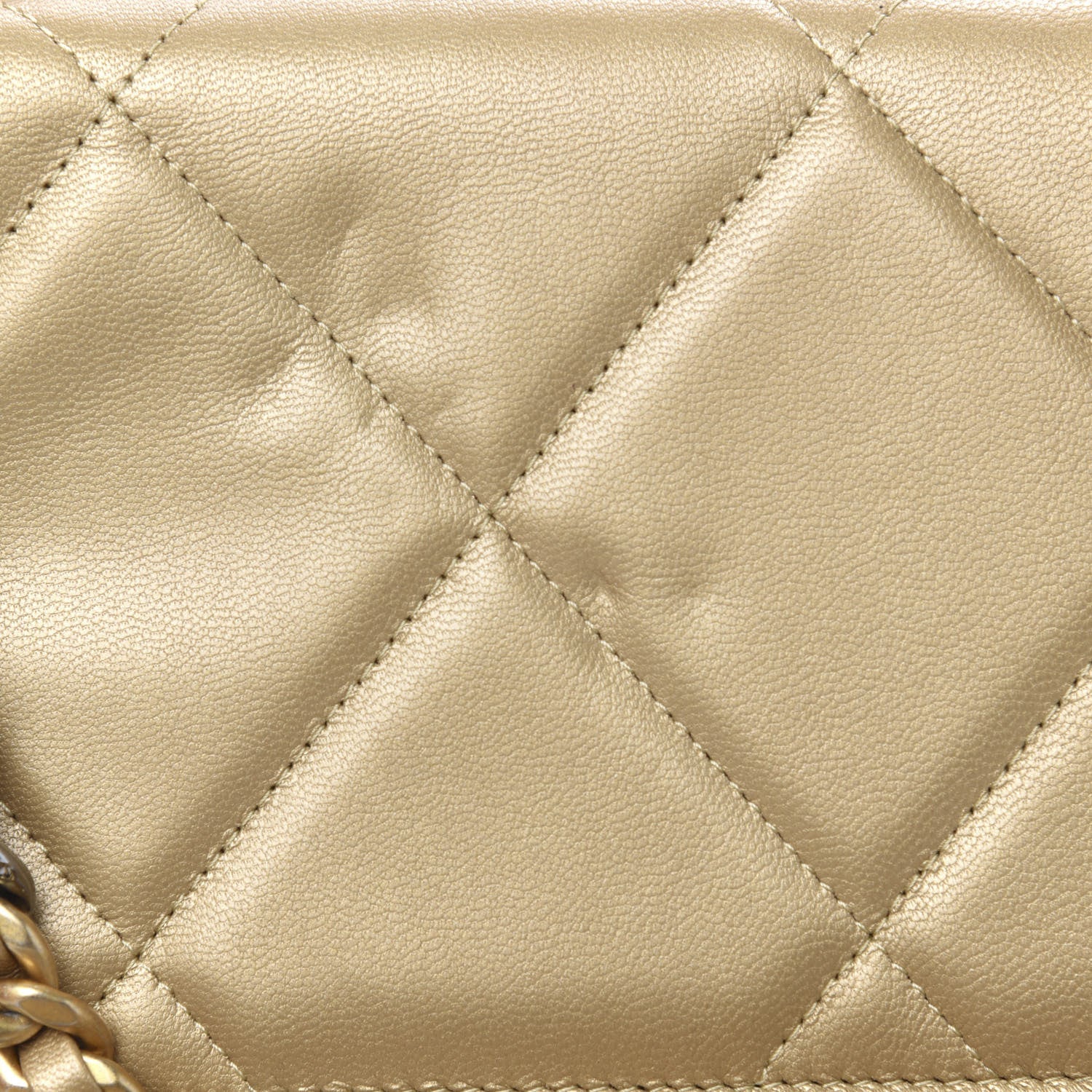 Chanel Metallic Goatskin Quilted 19 Wallet On Chain WOC Gold 12 of 14