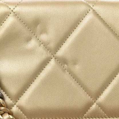Chanel Metallic Goatskin Quilted 19 Wallet On Chain WOC Gold 12 of 14