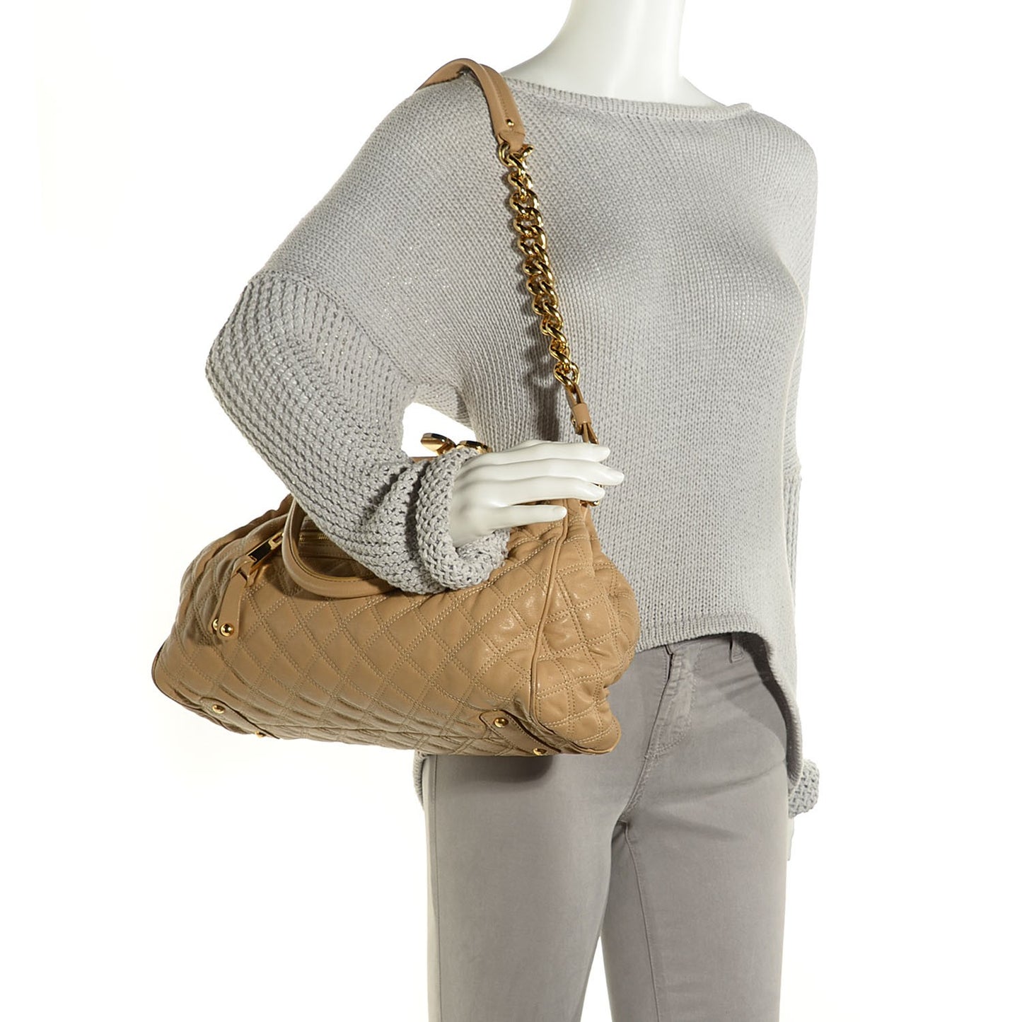 Calfskin Quilted Stam Camel