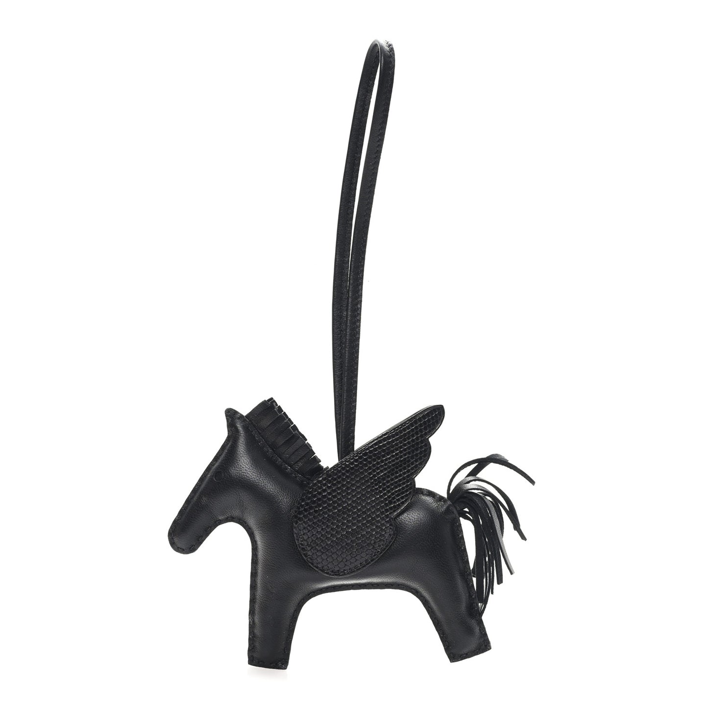 Milo Lambskin Lizard Touch Grigri Rodeo Pegase Horse Bag Charm GM So Black