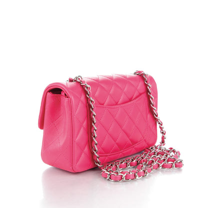 Chanel Lambskin Quilted Mini Rectangular Flap Dark Pink 3 of 8