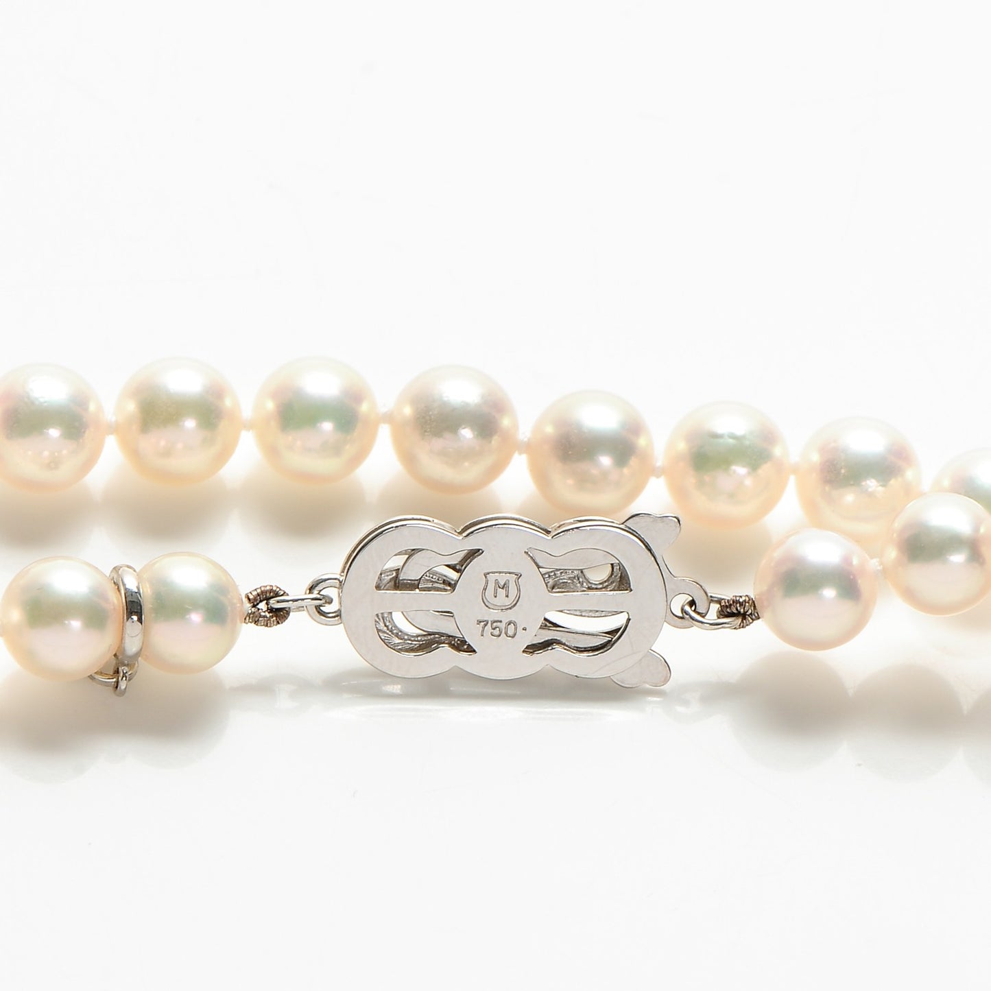18K White Gold Pearl 6mm Strand Akoya Necklace 16