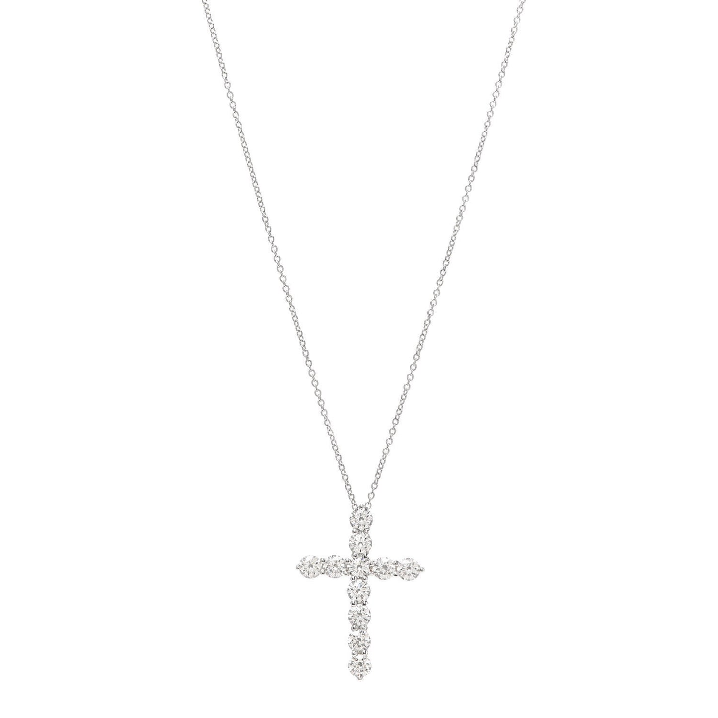 Platinum Diamond Large Cross Pendant Necklace