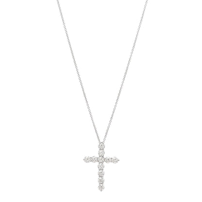 Tiffany Platinum Diamond Large Cross Pendant Necklace 1 of 5