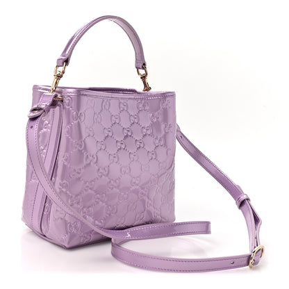 Gucci Patent GG Guccissima Emblem Small Bucket Bag Lilac Haz 2 of 9