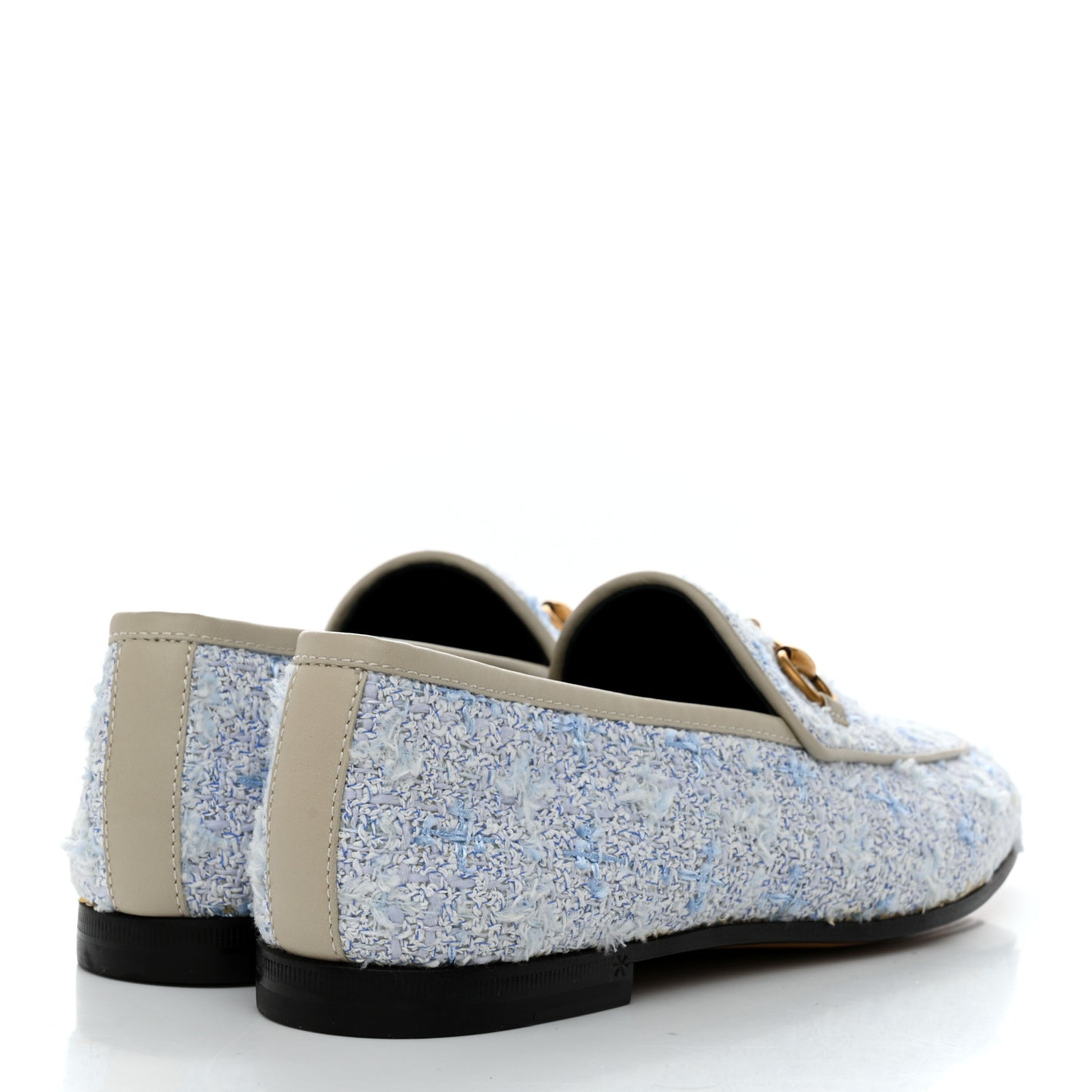 Wool Tweed Horsebit Womens Jordaan Loafers 36.5 Light Blue White Mystic White