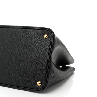 Prada Saffiano Cuir Large Double Bag Black Fuoco 10 of 13