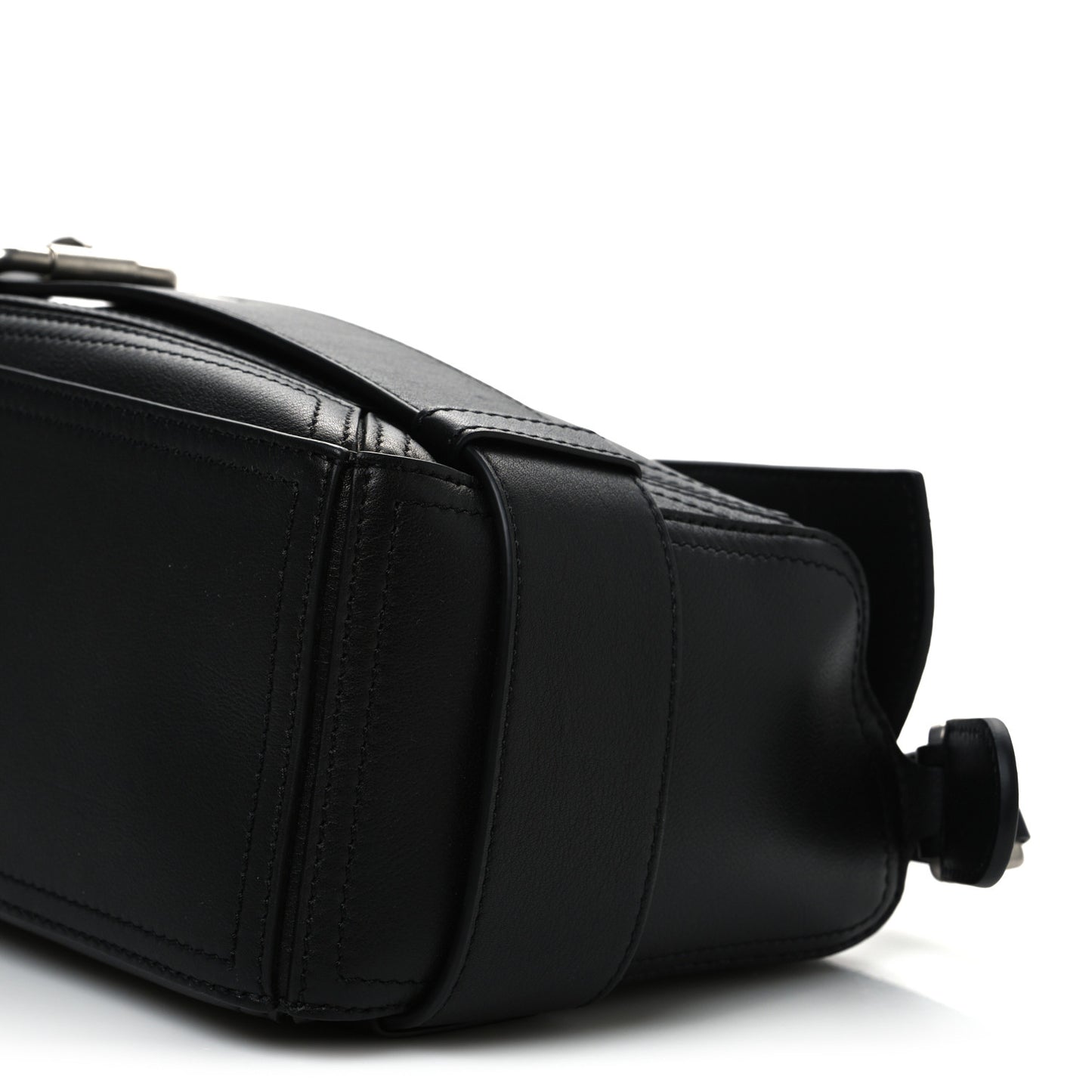 Shiny Calfskin Small Puzzle Biker Bag Black