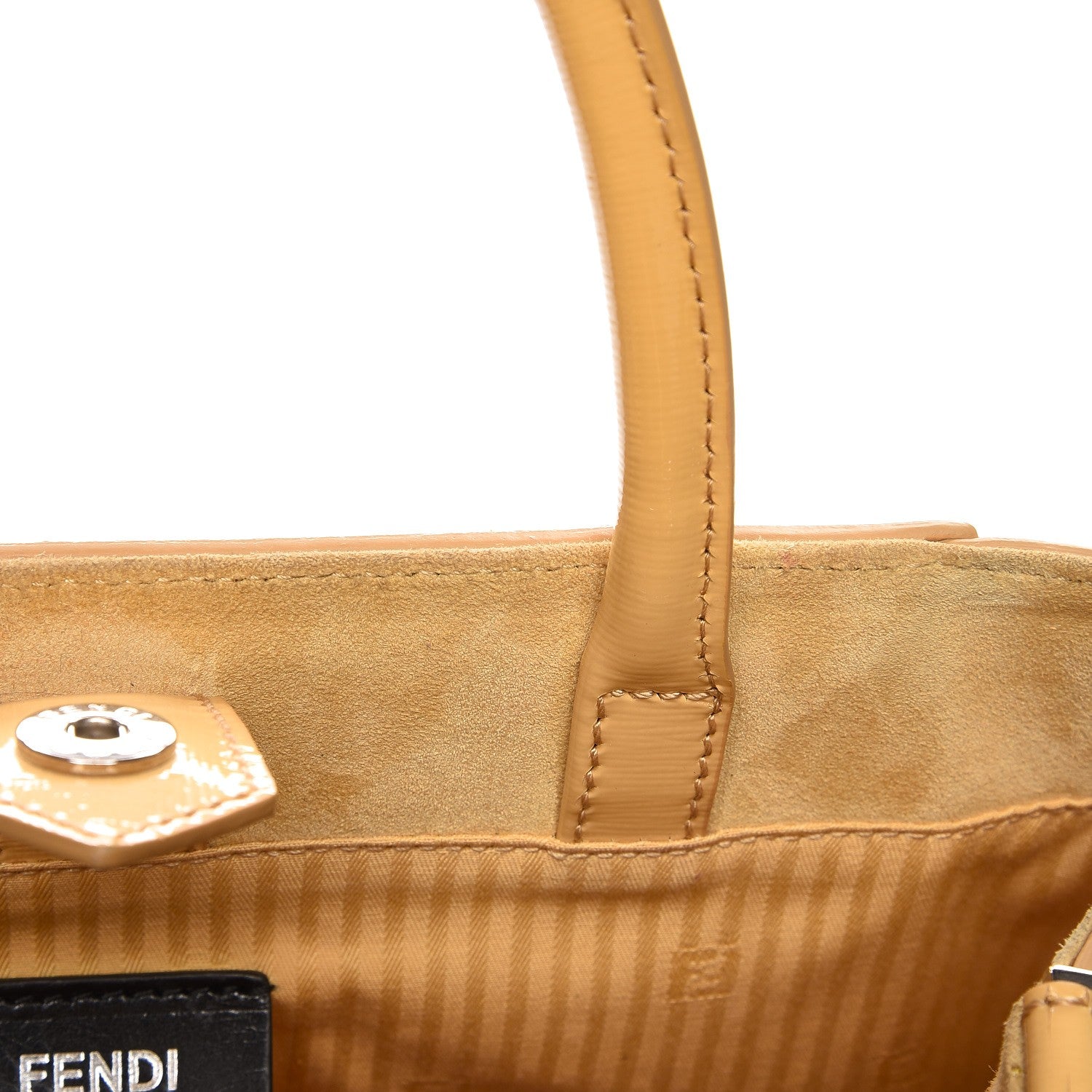 Fendi Vitello Vernice Camoscio Petite 2Jours Tote Alchemy Yellow 15 of 16