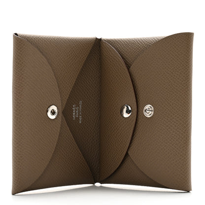 Hermes Epsom Calvi Duo Card Case Etoupe 6 of 7