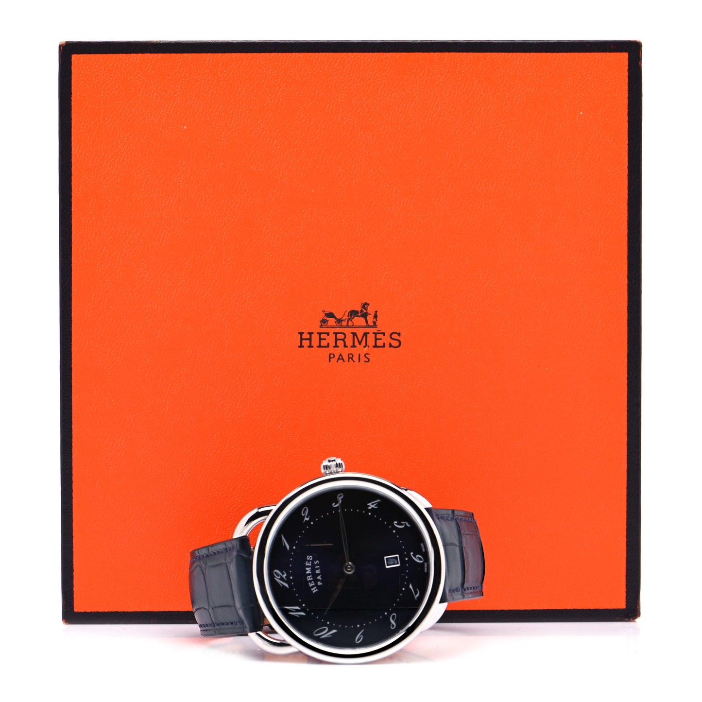 Stainless Steel Alligator 40mm Arceau Quartz Watch Bleu Abysse