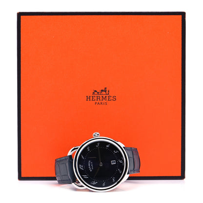 Hermes Stainless Steel Alligator 40mm Arceau Quartz Watch Bleu Abysse 7 of 7