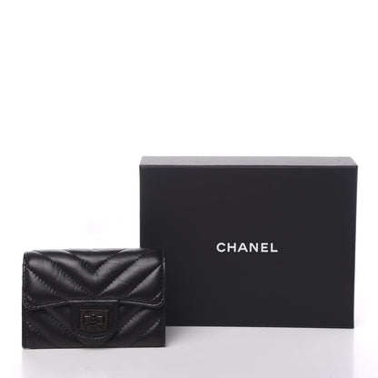 Chanel Aged Calfskin Chevron Quilted Reissue Card Holder Wallet So Black 8 of 8