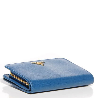 Prada Saffiano Metal Compact Wallet Cobalto 4 of 9