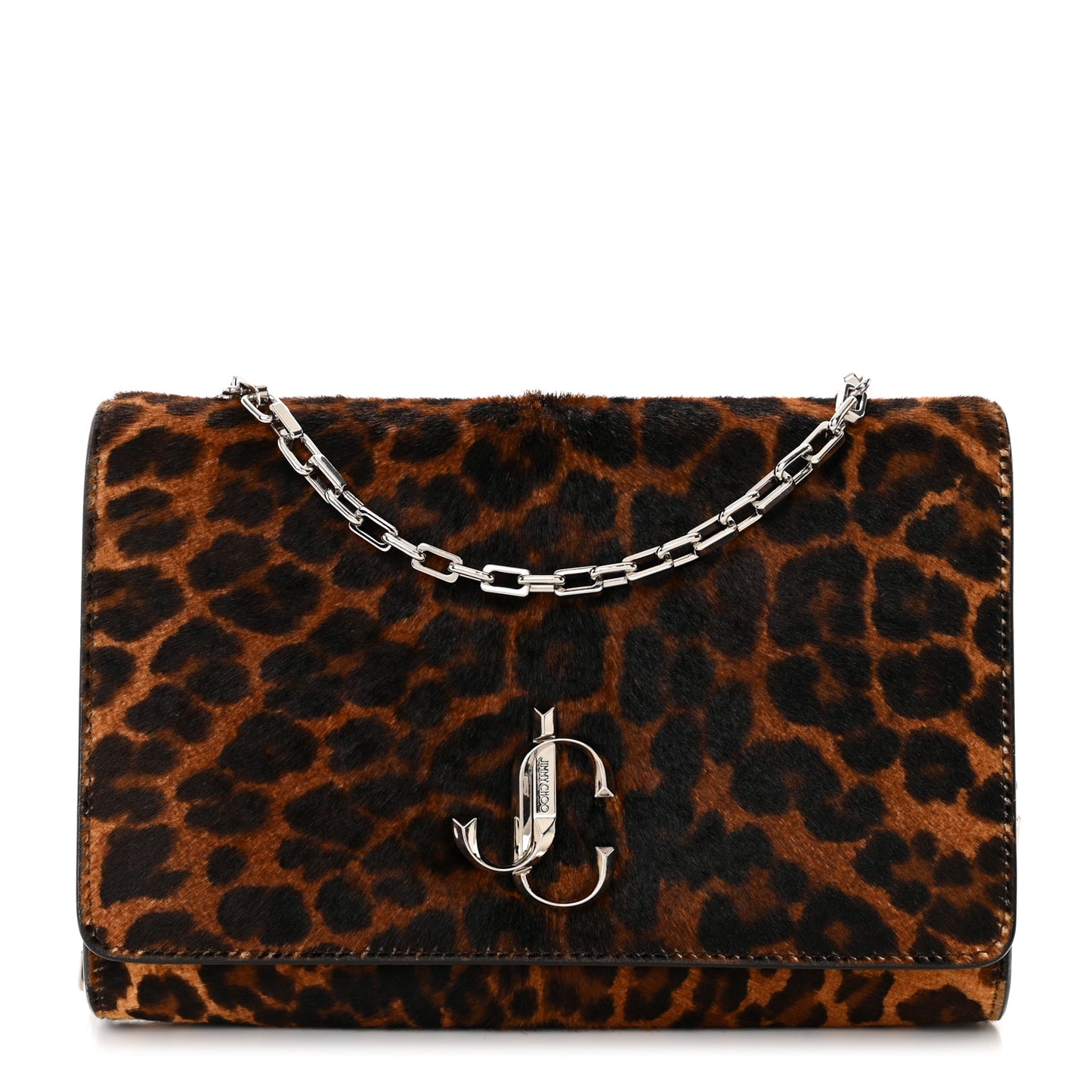 Pony Hair Leopard Varenne Chain Clutch Natural