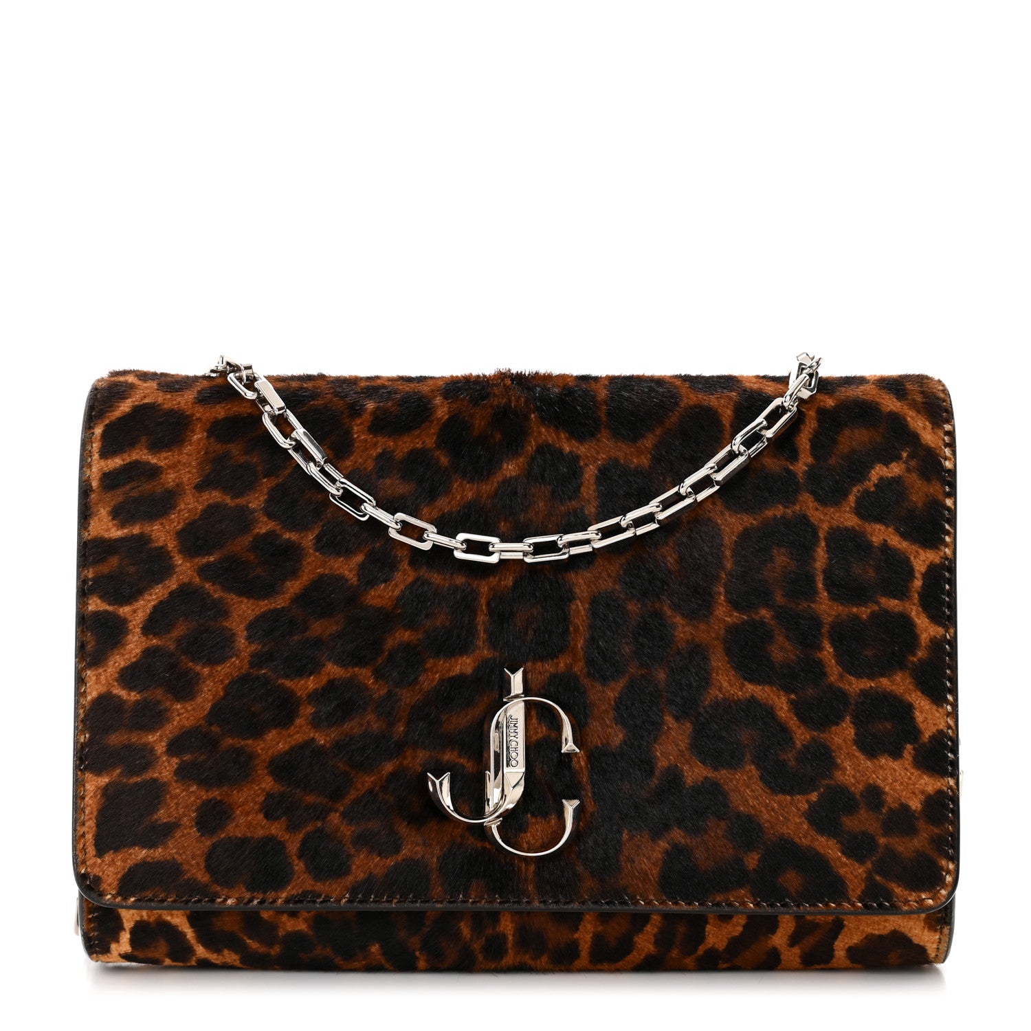 Jimmy Choo Pony Hair Leopard Varenne Chain Clutch Natural 1 of 13
