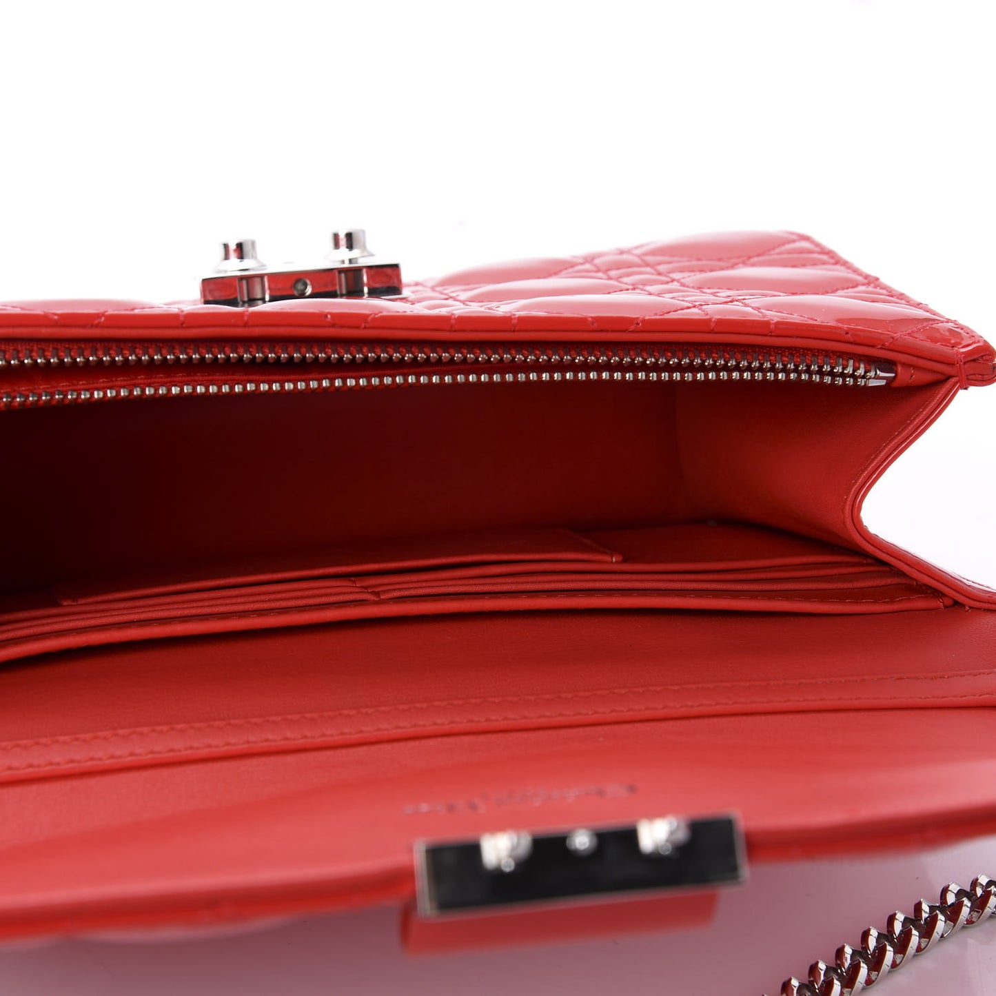 Patent Cannage Miss Dior Promenade Pouch Red