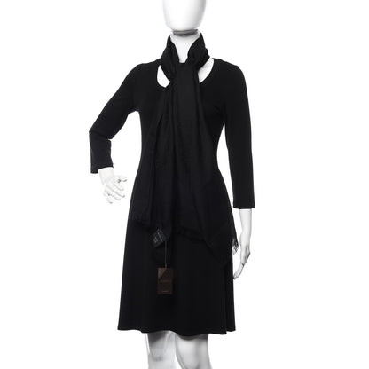 Gucci Wool Silk GG Monogram GGNat Scarf Black 2 of 4