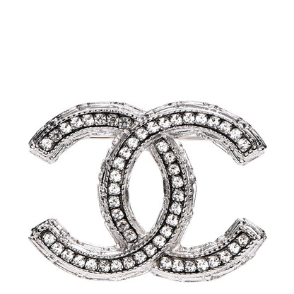 Chanel Crystal CC Brooch Silver 1 of 4