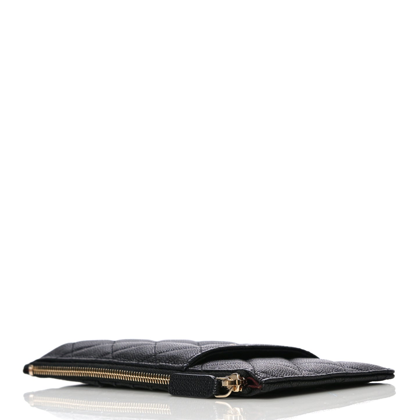 Caviar Quilted Classic Flat Wallet Pouch Black