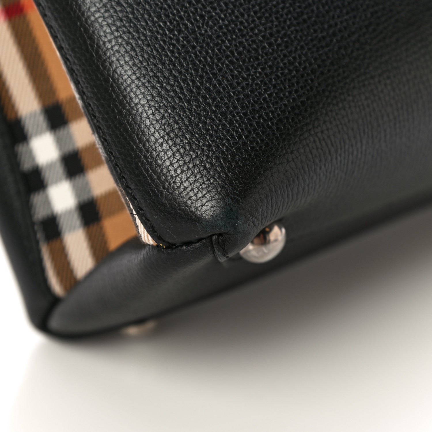 Burberry Grainy Calfskin House Check Small Banner Tote Black 12 of 19