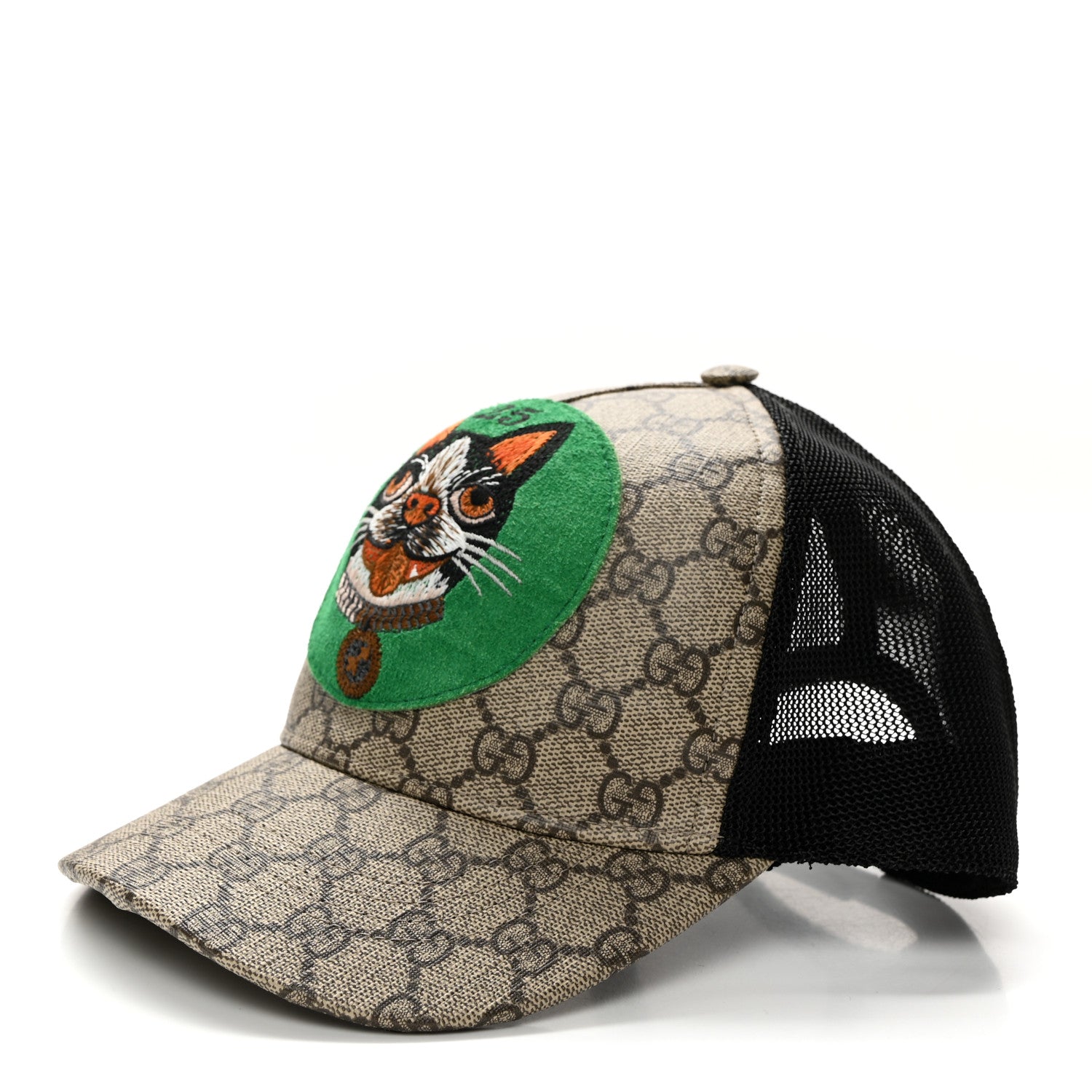 Gucci GG Supreme Monogram Bosco Patch Baseball Hat 57 Beige Green 1 of 9