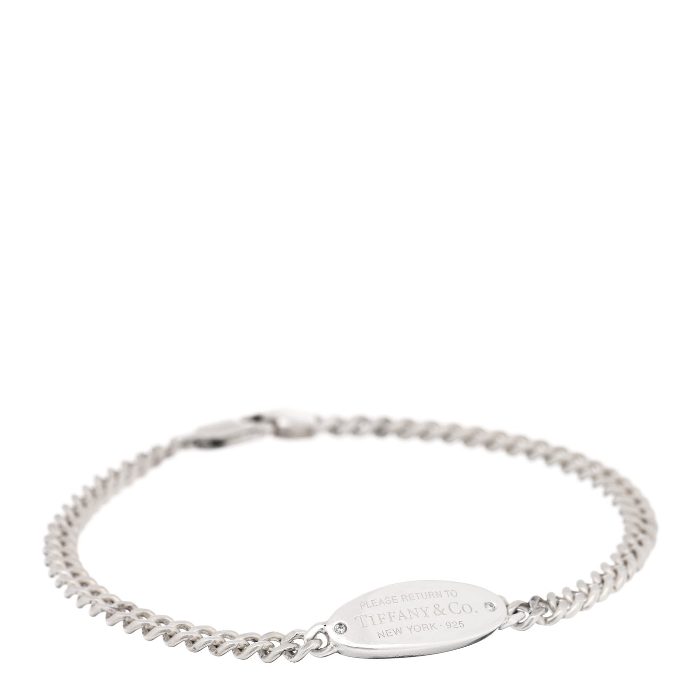 Sterling Silver Diamond Return To Tiffany Oval ID Bracelet