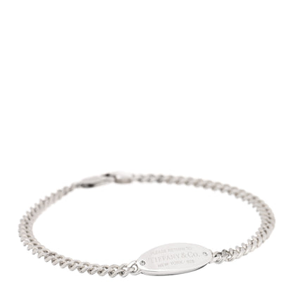 Tiffany Sterling Silver Diamond Return To Tiffany Oval ID Bracelet 1 of 4