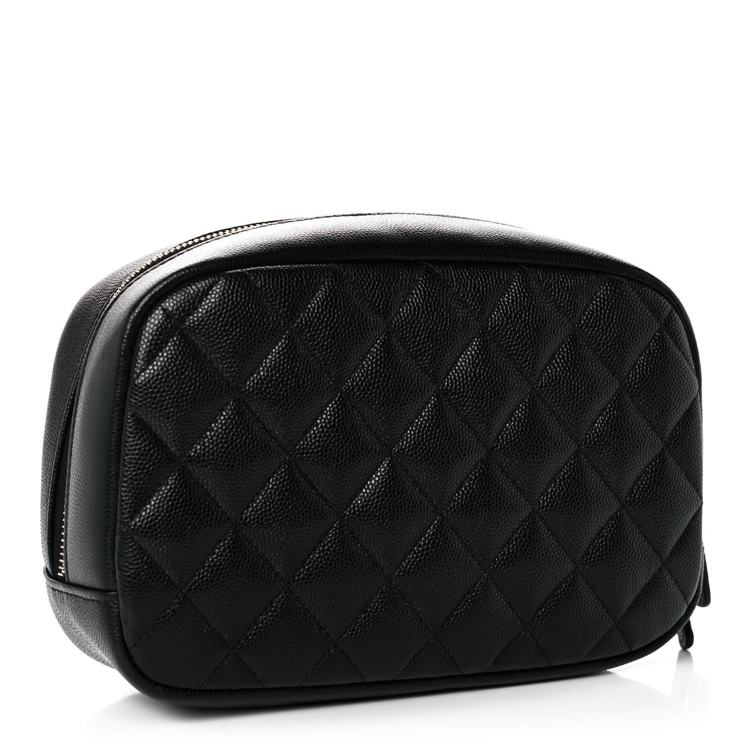 Chanel Caviar Quilted Curvy Pouch Cosmetic Case Black 3 of 11