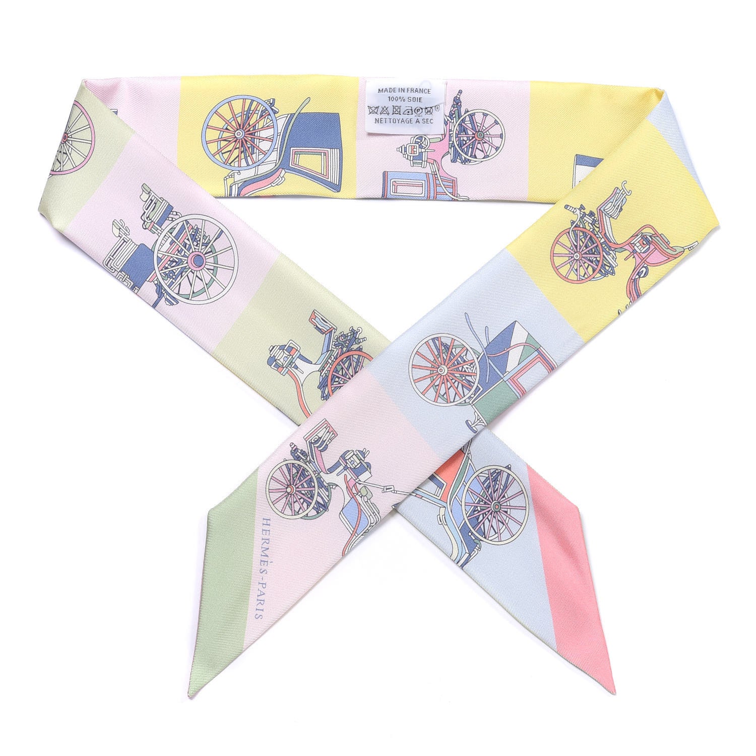 Hermes Silk Les Voitures Exquises Twilly Rose Pale Jaune Pale 1 of 4