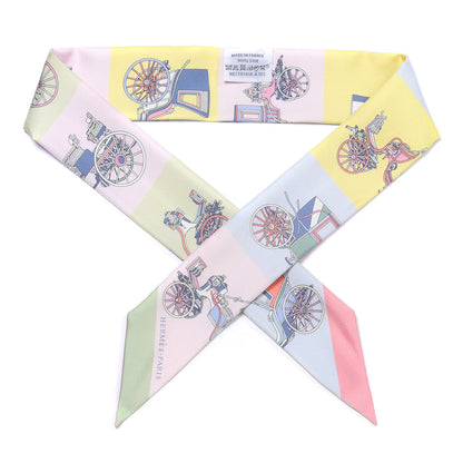 Hermes Silk Les Voitures Exquises Twilly Rose Pale Jaune Pale 1 of 4