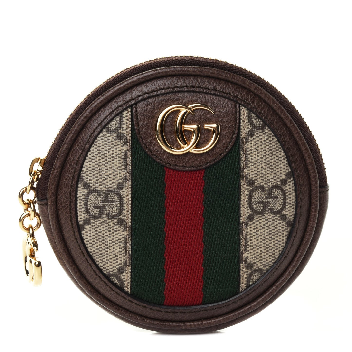 GG Supreme Monogram Web Ophidia Round Coin Purse Beige New Acero