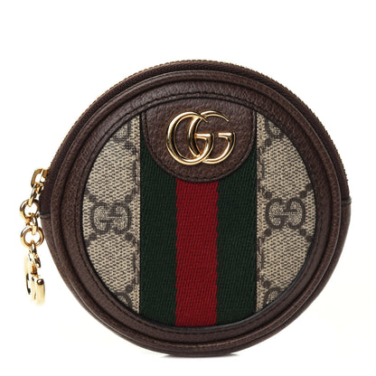 Gucci GG Supreme Monogram Web Ophidia Round Coin Purse Beige New Acero 1 of 4