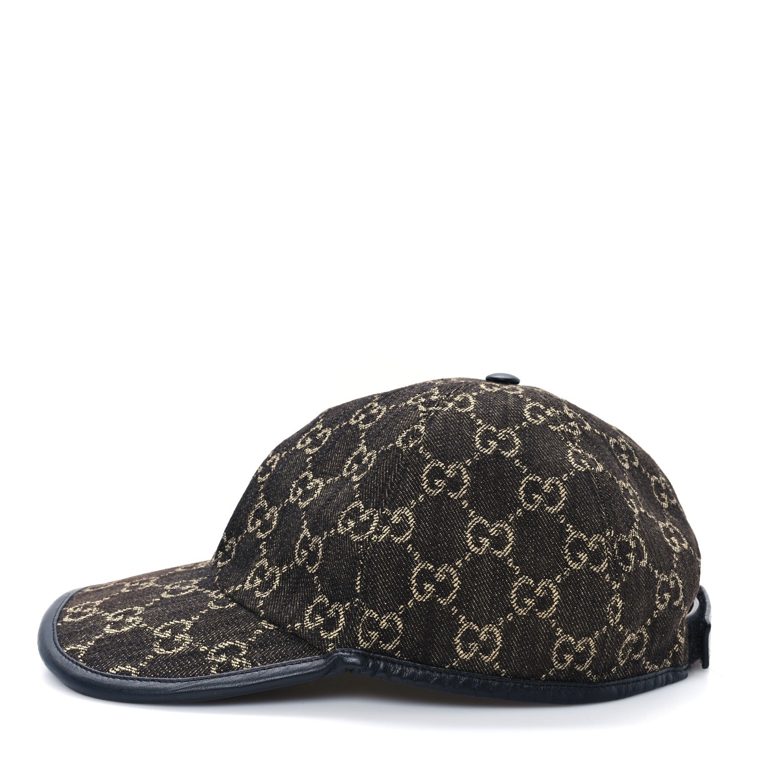 Gucci Denim Calfskin GG Monogram Oscar Baseball Hat M Black Ivory 4 of 11
