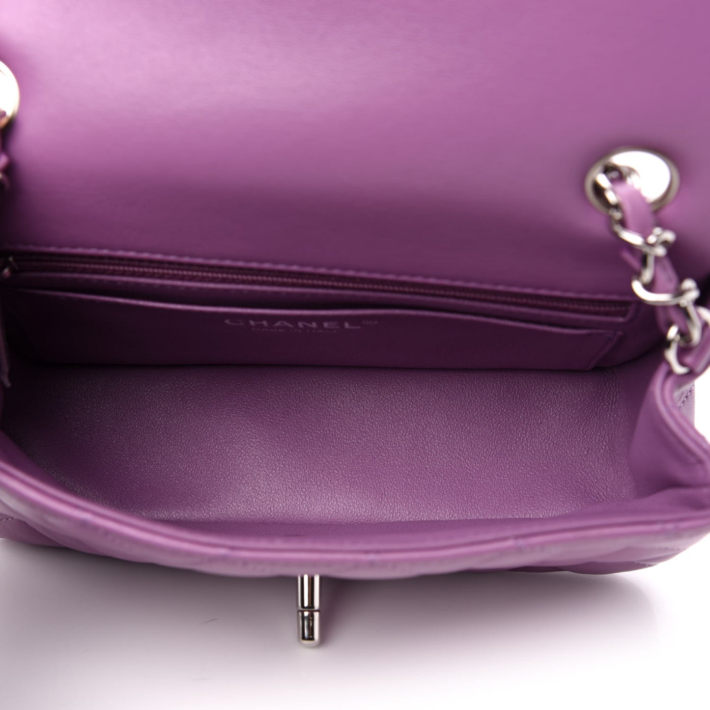 Lambskin Quilted Mini Rectangular Flap Purple