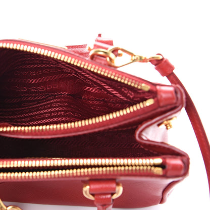 Prada Saffiano Micro Galleria Double Zip Tote Fuoco 4 of 12