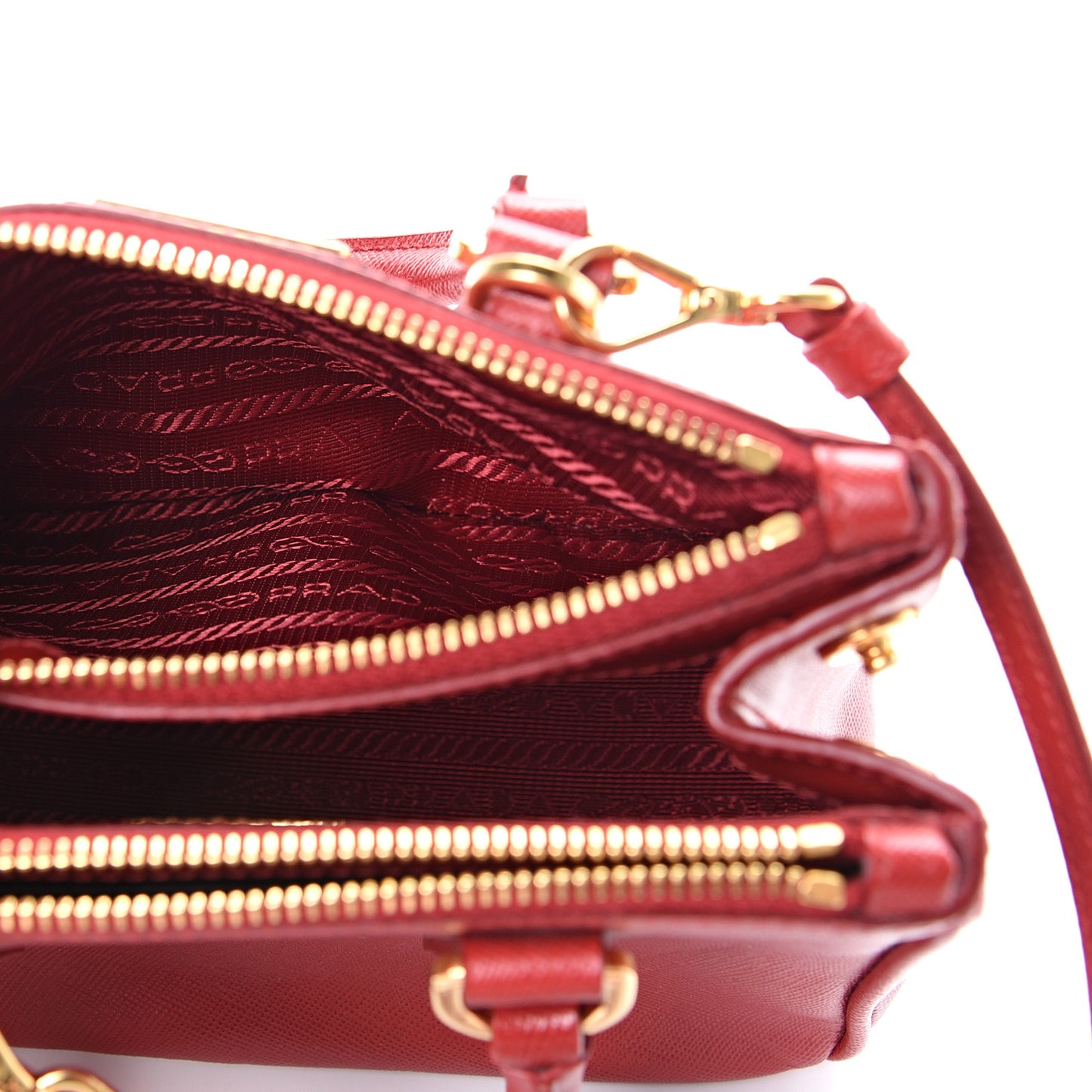 Saffiano Micro Galleria Double Zip Tote Fuoco