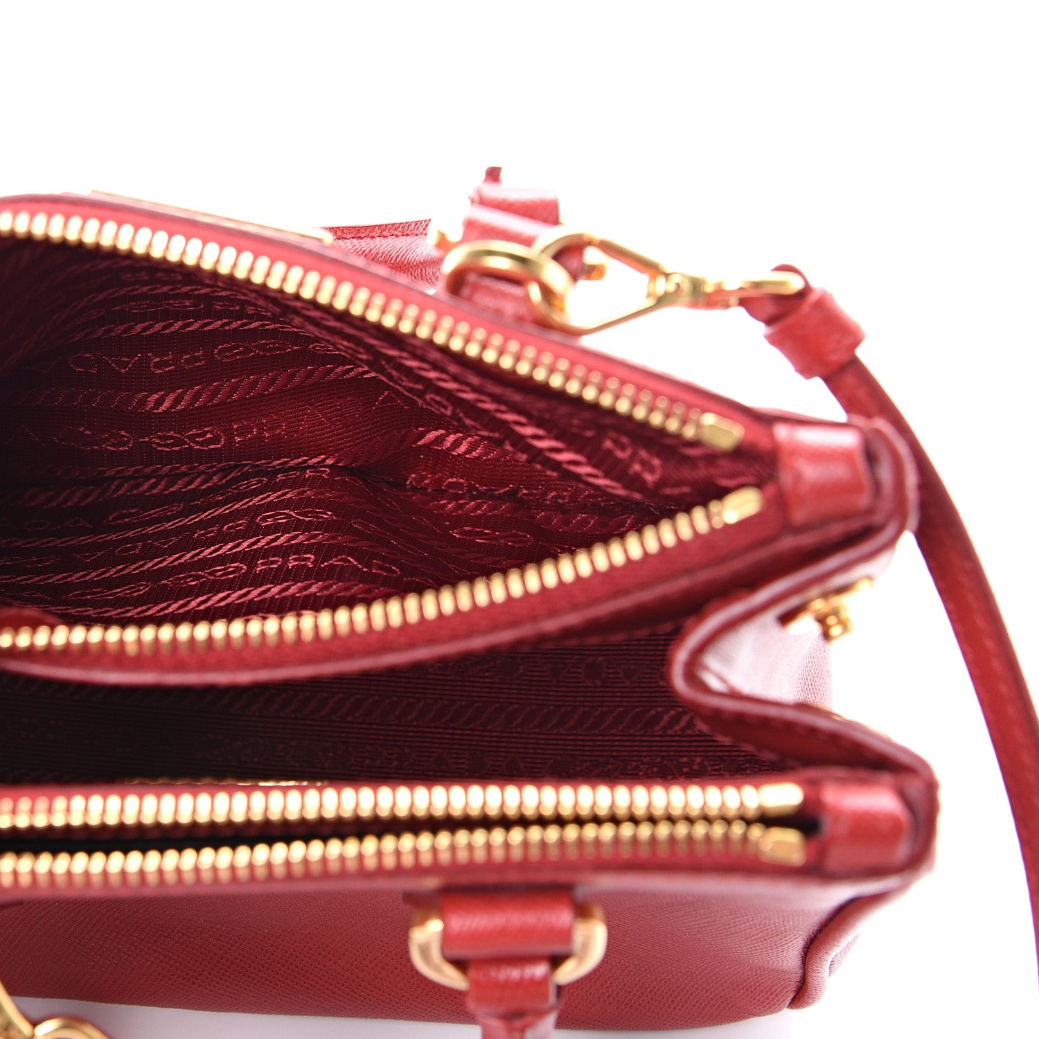 Prada Saffiano Micro Galleria Double Zip Tote Fuoco 4 of 12