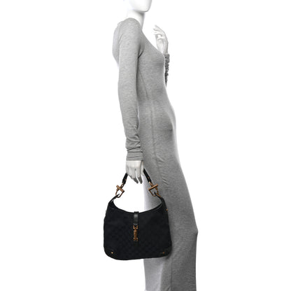 Gucci Monogram Piston Lock Jackie O Hobo Black 2 of 11