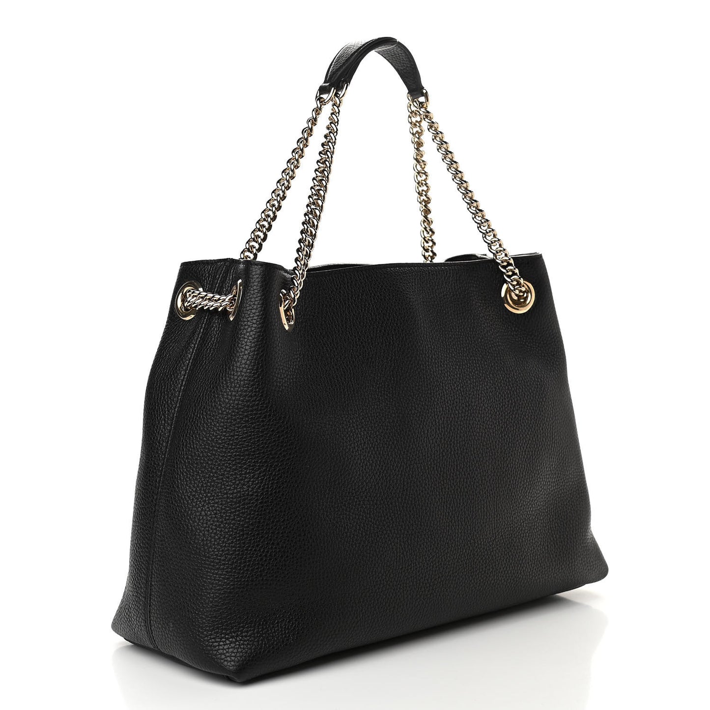 Pebbled Calfskin Medium Soho Chain Shoulder Bag Black