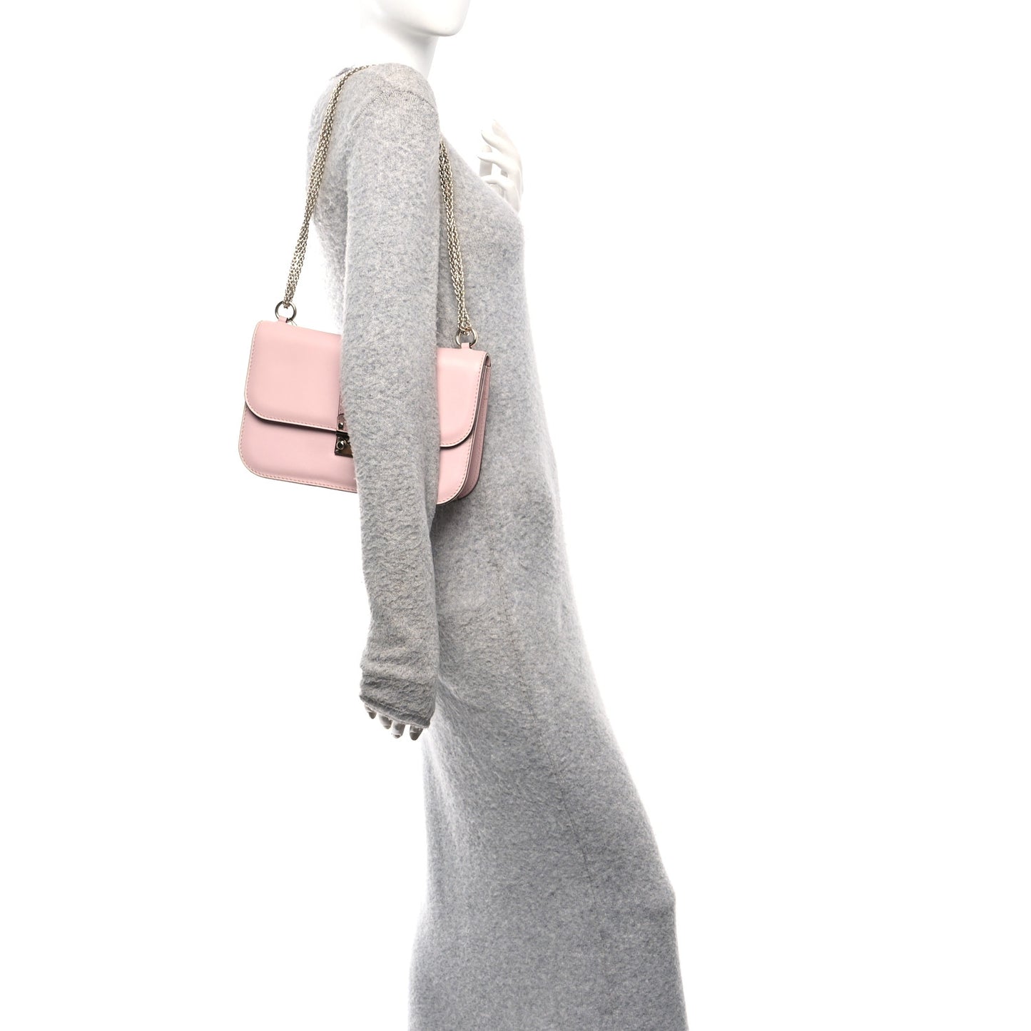 Vitello Medium Glam Lock Rockstud Flap Water Rose