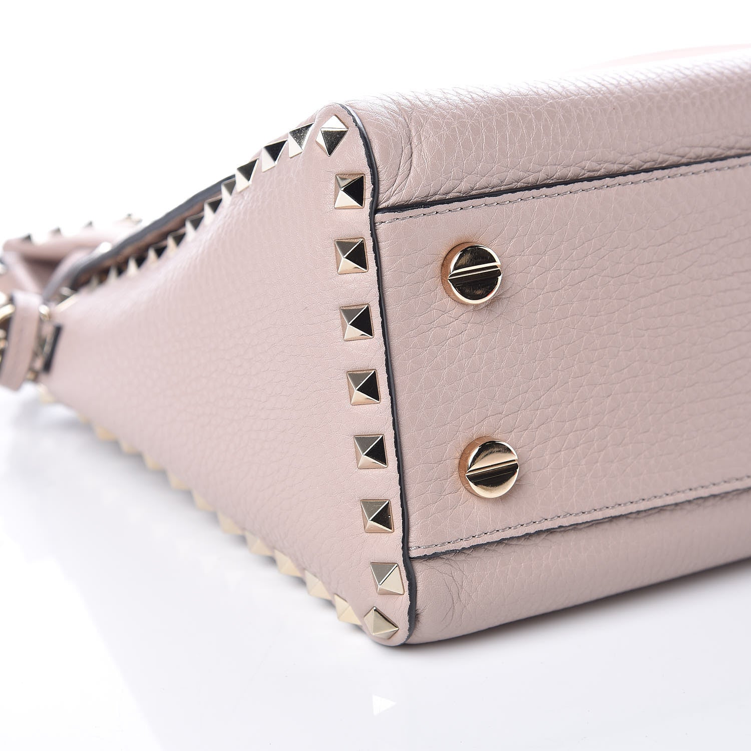 Valentino Garavani Pebbled Calfskin Rockstud Top Handle Shoulder Bag Poudre 10 of 12
