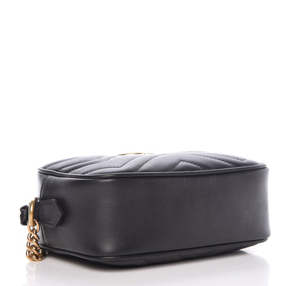 Gucci Calfskin Matelasse Mini GG Marmont Chain Shoulder Bag Black 4 of 7