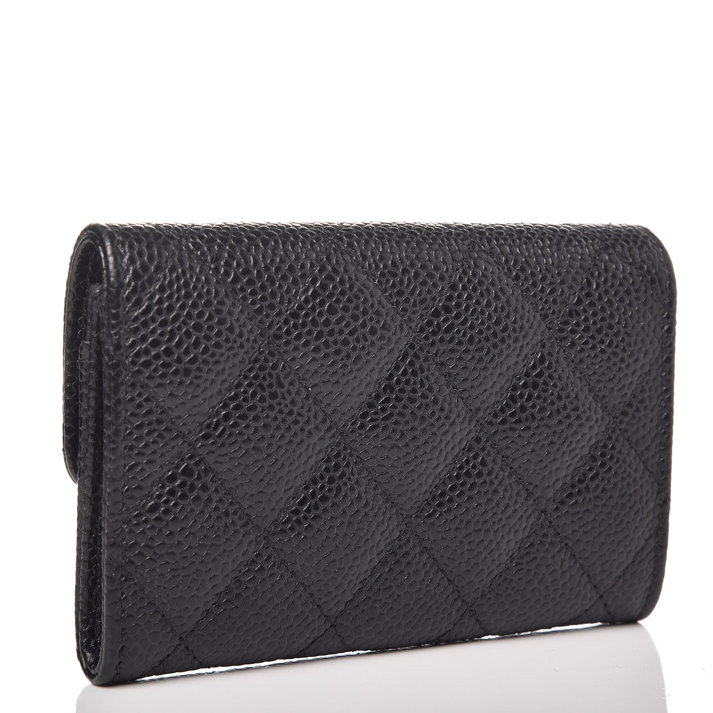 Caviar Quilted Flap Card Holder Black